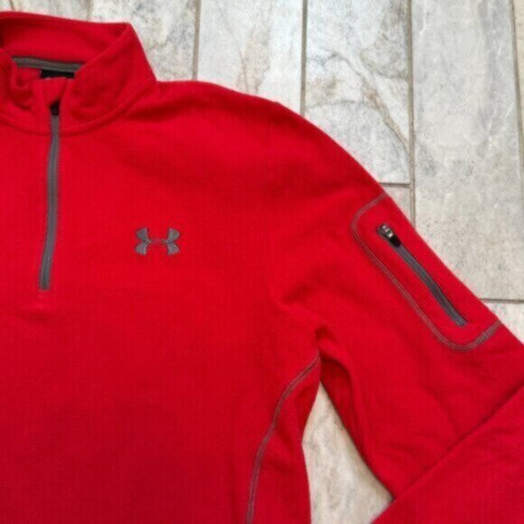 Under Armour men's small red/gray fleece 1/4 zip pullover - Picture 3 of 5